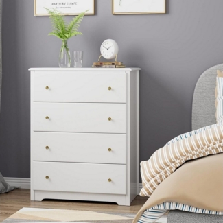 HOMECHO Kommode, Sideboard mit 5 Schubladen, Weiß