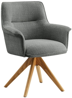 riess-ambiente Drehstuhl LE GRAND grau / natur - Chenille, Eiche, Massivholz, mit Armlehnen (Einzelartikel, 1 St), drehbarer Esstischstuhl - ideal für Ess-, Arbeits-, Wohnzimmer & Büro