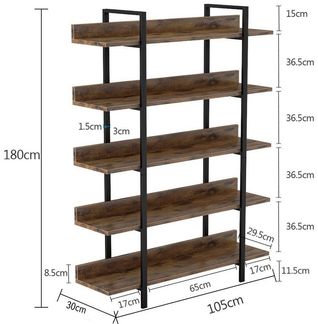Celya Bücherregal Standregal, Leiterregal mit 5 Ebenen für Wohnzimmer, einfacher Aufbau
