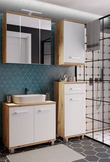 Badezimmer-Set >Veris< (4-teilig) in Artisan Eiche Dekor / secret grey