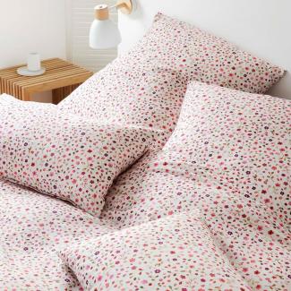 elegante Soft-Flanell Bettwäsche Berry natur|160x210 cm + 65x100 cm