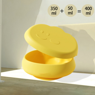 Baby-Silikon-Essnapf-Set, großer, lebensmittelechter Baby-Essnapf mit Saugnapf und passender Teller – gelb