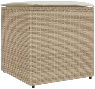 vidaXL Kissenbox mit Speicher Beige 50 x 50 x 50 cm Poly-Rattan 365412