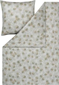 Estella Mako Jersey Bettwäsche 155x220 Rebecca khaki grau Äste Blätter 6897-016