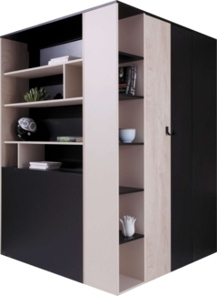 99rooms Sirius Eckkleiderschrank I Schwarz Eiche Beige