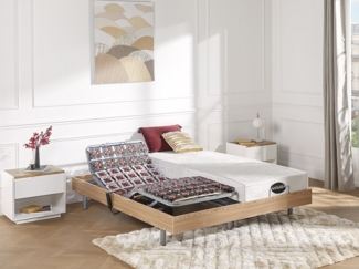 Relax-Bettgestell 2x48 Modulteller - 2 x 70 x 190 cm - Eichefarben - DREMEA
