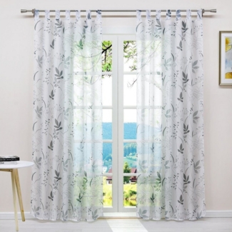 Joyswahl Gardine, Schlaufen (1 St), halbtransparent, Idyllisch Voile mit Blatt