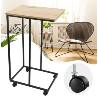 MULISOFT Beistelltisch Sofatisch mit Rollen, C-Form, mobiler Kaffeetisch, 30 x 40 x 68 cm, Wohnzimmertisch mit Metallgestell, für Kaffee und Laptop