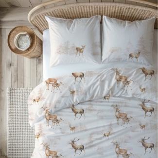 MTOnlinehandel Bettwäsche Landhaus-Stil Renforcé in 135x200 cm, Oktoberfest, Wiesn, Dirndl, 100% Baumwolle, 2 teilig, rustikal, ländliche Gemütlichkeit in natürlich, warmen Tönen