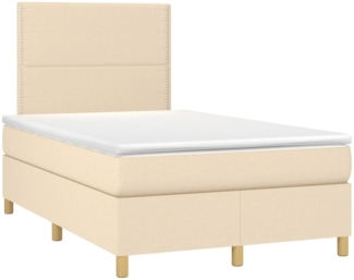vidaXL Boxspringbett mit Matratze Creme 120x190 cm Stoff 3269928