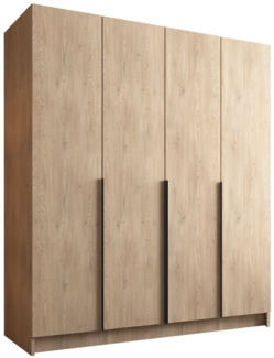 Drehtürenschrank Salkor I, Kleiderschrank mit 4 Türen (Farbe: Eiche Cremona / Eiche Cremona + Schwarz)
