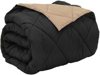 vidaXL Ganzjahresbettdecke Schwarz und Taupe 240 x 260 cm Mikrofaser 42025619