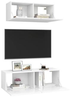 vidaXL 2-tlg. TV-Schrank-Set Weiß Spanplatte [3078702]