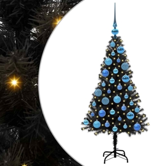 vidaXL Weihnachtsbaum mit 150 LEDs mit Ständer Schwarz 120 cm PVC 3396463