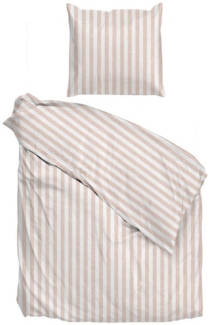 Zo! Home Cotton Bettwäsche 135x200 Banda di Lino Shell Nude rosa weiß Streifen