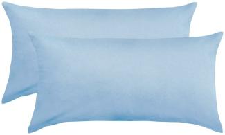 BettwarenShop Single Jersey Kissenbezug Ulm 2er Pack|40x80 cm| hellblau