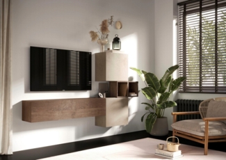 INOSIGN Wohnwand Infinity, 4tlg. Breite 222 cm, Höhe variabel, Wohnwand, (Spar-Set, 4-St), (Lowboard hängend, Würfelregal 2er Set, 2x Hängewürfel)