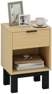 HOMCOM Nachttisch, Nachtschrank mit Schublade, offenes Fach, Nachtkommode für Schlafzimmer, Wohnzimmer, Eiche, 35 x 26 x 50 cm