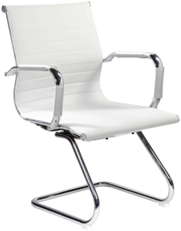 Dmora Stuhl Artena, Wartezimmersitzmöbel mit Armlehnen für Büros, Ergonomischer Wartesitz, 62x54h89 cm, Weiß