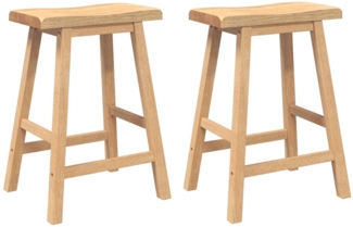 vidaXL Barhocker 2 Stk. Natur Massivholz Gummibaum 4102544