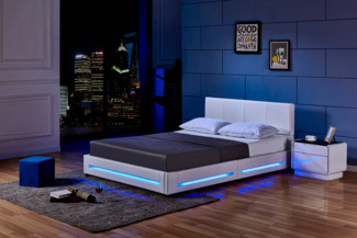 Home Deluxe Polsterbett mit LED-Beleuchtung 'ASTEROID' Weiß 160x200 cm, ohne Matratze