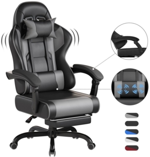 HOMALL Gaming-Stuhl Massage-Spielstuhl, Bürostuhl mit Fußstütze, ergonomisch gestaltet (90-135° verstellbare Rückenlehne, Belastbarkeit 150 kg, verstellbares Lendenkissen, Kopfstütze)