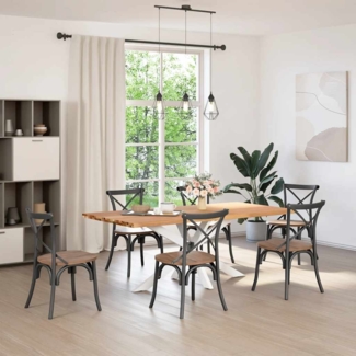 vidaXL Esstisch mit Baumkanten 200 x 100 x 74 cm Massivholz Eiche Rechteck 3304629
