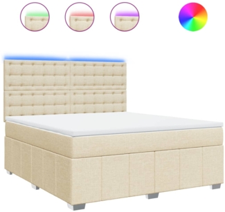 vidaXL Boxspringbett mit Matratze Creme 180x200 cm Stoff 3294066