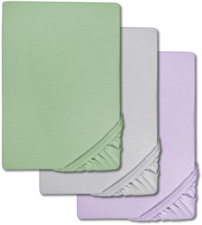 Sparpaket 3 Farben Spannbettlaken Microfaser Interlock-Jersey 90 x 190 - 100 x 200 cm (3 Stück)