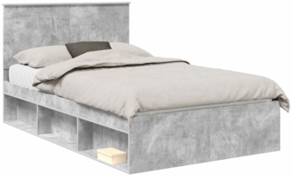 vidaXL Bettrahmen Beton Grau 135 x 190 cm Massives Kiefernholz 3409366