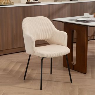 Stuhl 62.5*57*85.5 cm, gepolstert, Cordbezug beige, Wannenform