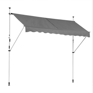 Klemmmarkise 300cm Balkon Sonnenschutz Grau Sonnensegel Terrasse Windschutz
