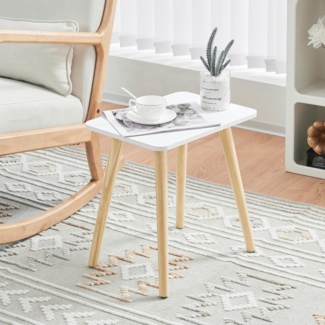 Beistelltisch Holz 40x30x43cm Weiß/Natur, Couchtisch Wohnzimmertisch