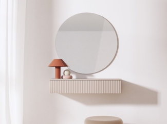 Beautysofa Konsolentisch Soft Hängend, Rillenfronten & Push-to-Open-System (mit Eine Schublade, In der trendigen Farbe Kaschmir), Breite: 80 cm