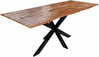 Esstisch Baumkante Massiv Mango naturfarben 240 x 100 schwarz Spider-Gestell DORA 173878721