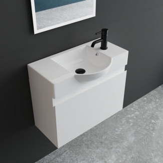 Alpenberger Badmöbel-Set Waschbecken mit Unterschrank 55 cm Breit, (Badezimmermöbel Waschtisch, Badschrank Schmal), Waschbeckenunterschrank mit Softclose