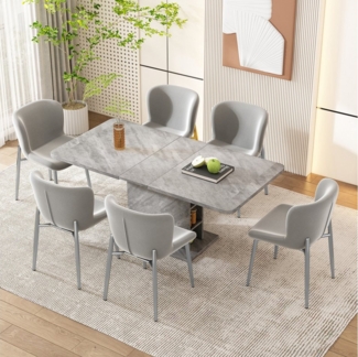 Flieks Esszimmerstuhl (Set, 6 St), 6er Set Polsterstuhl Wohnzimmer Schalenstuhl Samt, Metallbeine