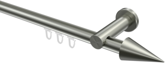Innenlauf-Gardinenstangen-Set Platon Savio 240 cm (geteilt in 2x120 cm), 1-läufig, 20 mm Ø Edelstahl-Optik