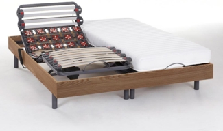 Vente-unique - Relaxbett elektrisch - Latexmatratzen - PANDORA II von YSMÉE - mit OKIN-Motor - Holzfarben natürlich - 2 x 80 x 200 cm