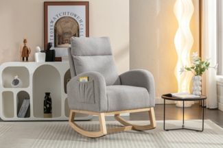 MODFU Schaukelstuhl Relaxstuhl Schaukelsessel, Teddy Fabric Upholstered Rocking Chair Für Wohnzimmer/Schlafzimmer