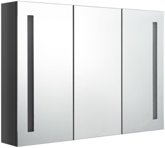 vidaXL LED-Spiegelschrank fürs Bad 89x14x62 cm Glänzend Grau 326528