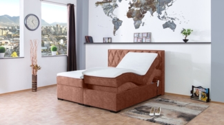 Meisterbetten Boxspringbett Loki 100x220 in DS-Altrosa, Matratzenbezug Nano, Ergoflex-Topper