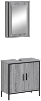 vidaXL 2-tlg. Badmöbel-Set Grau Sonoma Holzwerkstoff 3214783