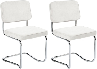 Esszimmerstuhl 2er Set IRWIN Cord Cremeweiß