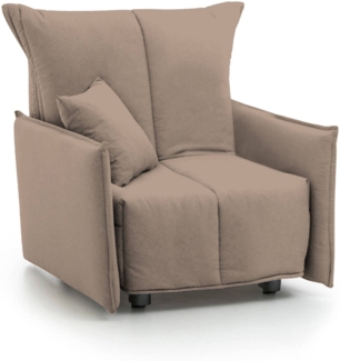 Dmora Sessel Atlantis, Einzelsofa, Wohnzimmersessel mit Trolley-Öffnung, Standardarmlehnen, 100 % Made in Italy, cm 110x90h85, Taupe