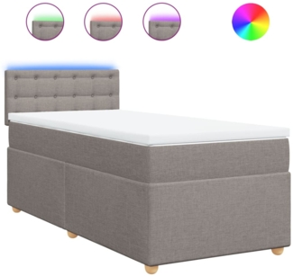 vidaXL Boxspringbett mit Matratze Taupe 90x190 cm Stoff 3288853