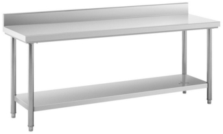 Royal Catering Arbeitstisch 200 x 60 cm Edelstahltisch Zerlegetisch Aufkantung Edelstahl 195 kg