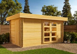 Alpholz 2-Raum Gartenhaus Kampen Gartenhaus aus Holz in Braun Holzhaus mit 40 mm Wandstärke Blockbohlenhaus mit Montagematerial