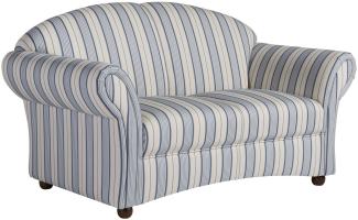 Sofa 2-Sitzer Kama Bezug Flachgewebe Buche nussbaum dunkel / blau 21559