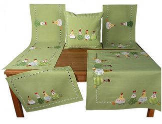 matches21 HOME & HOBBY Kissenbezüge Kissenbezüge TAMI 40 x 40 cm witziges Hühner-Motiv grün Landhausstil, (2 Stück), Kissenhüllen für Sofakissen Dekokissen Zierkissen